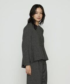 COMME CA COMFORT / コムサ・コンフォート（Lサイズ） シャツ・ブラウス | 〔 TALLサイズ 〕 ピンヘッドツイード ペプラムブラウス