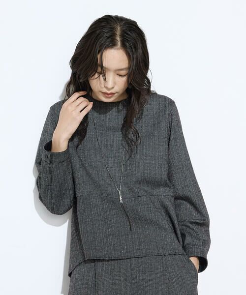 COMME CA COMFORT / コムサ・コンフォート（Lサイズ） シャツ・ブラウス | 〔 TALLサイズ 〕 ピンヘッドツイード ペプラムブラウス | 詳細13