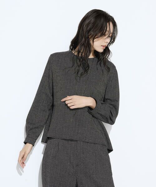 COMME CA COMFORT / コムサ・コンフォート（Lサイズ） シャツ・ブラウス | 〔 TALLサイズ 〕 ピンヘッドツイード ペプラムブラウス | 詳細15