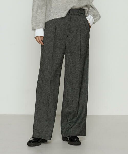 COMME CA COMFORT / コムサ・コンフォート(Lサイズ) その他パンツ | 〔 TALLサイズ 〕 ピンヘッドツイード ワイドパンツ(05:ブラック)