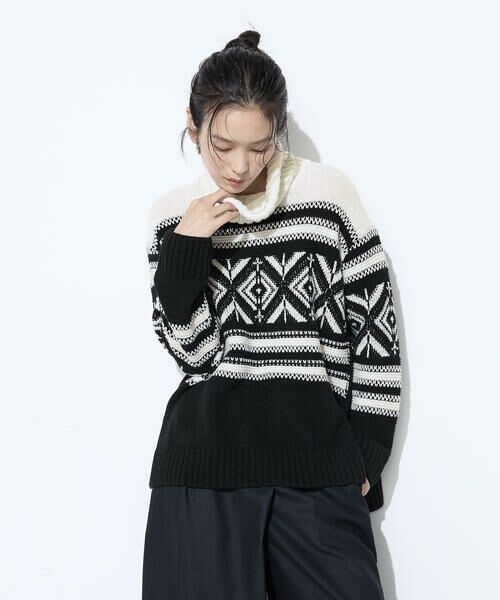 COMME CA COMFORT / コムサ・コンフォート（Lサイズ） ニット・セーター | 〔 TALLサイズ 〕 ジャカード編み スヌード付きニットプルオーバー | 詳細14