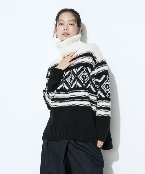 COMME CA COMFORT / コムサ・コンフォート（Lサイズ） ニット・セーター | 〔 TALLサイズ 〕 ジャカード編み スヌード付きニットプルオーバー | 詳細15