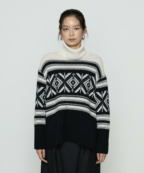 COMME CA COMFORT / コムサ・コンフォート（Lサイズ） ニット・セーター | 〔 TALLサイズ 〕 ジャカード編み スヌード付きニットプルオーバー | 詳細3
