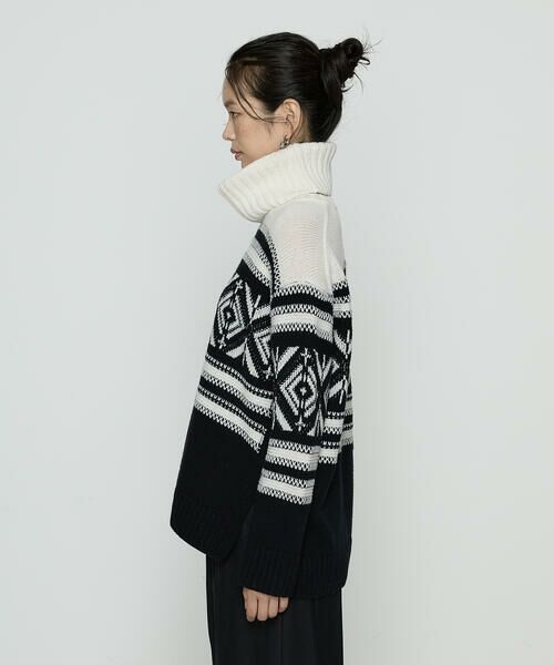 COMME CA COMFORT / コムサ・コンフォート（Lサイズ） ニット・セーター | 〔 TALLサイズ 〕 ジャカード編み スヌード付きニットプルオーバー | 詳細4