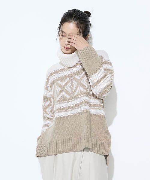 COMME CA COMFORT / コムサ・コンフォート（Lサイズ） ニット・セーター | 〔 TALLサイズ 〕 ジャカード編み スヌード付きニットプルオーバー | 詳細22