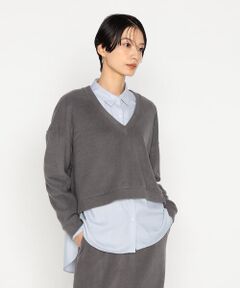 COMME CA COMFORT / コムサ・コンフォート（Lサイズ） カットソー | 〔 +サイズ 〕 ニットコール レイヤードセーター