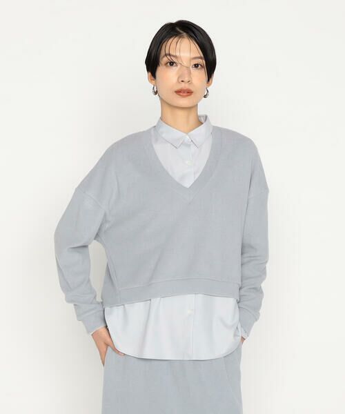 COMME CA COMFORT / コムサ・コンフォート（Lサイズ） カットソー | 〔 +サイズ 〕 ニットコール レイヤードセーター | 詳細2