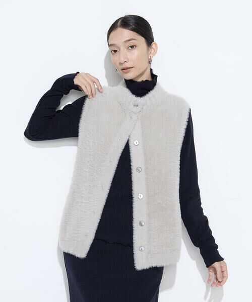 COMME CA COMFORT / コムサ・コンフォート（Lサイズ） その他トップス | 〔 +サイズ 〕 マイクロナイロンフェザーヤーン 2WAYベスト | 詳細5