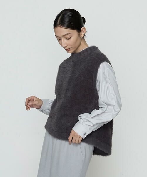 COMME CA COMFORT / コムサ・コンフォート（Lサイズ） その他トップス | 〔 +サイズ 〕 マイクロナイロンフェザーヤーン 2WAYベスト | 詳細6