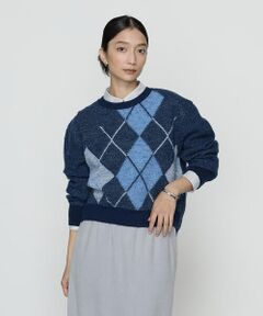 COMME CA COMFORT / コムサ・コンフォート（Lサイズ） ニット・セーター | 〔 +サイズ 〕 ジャカード アーガイルニットセーター