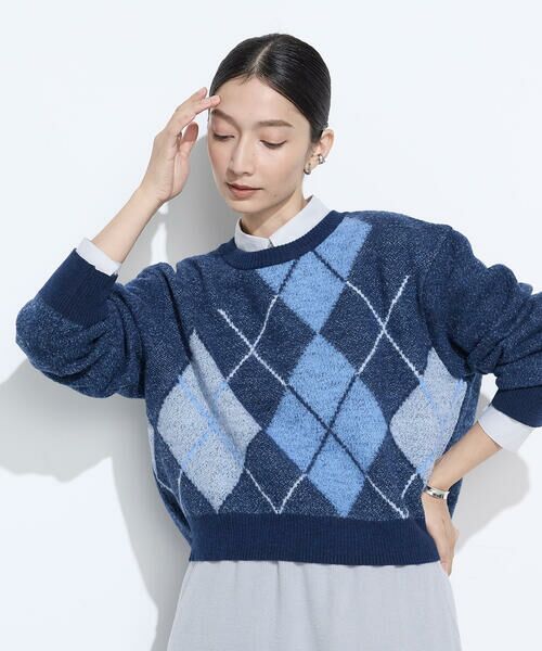 COMME CA COMFORT / コムサ・コンフォート（Lサイズ） ニット・セーター | 〔 +サイズ 〕 ジャカード アーガイルニットセーター | 詳細20