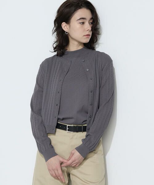 COMME CA COMFORT / コムサ・コンフォート（Lサイズ） カーディガン・ボレロ | 〔 TALLサイズ 〕 コットンダルストレッチ ケーブルカーディガン | 詳細4