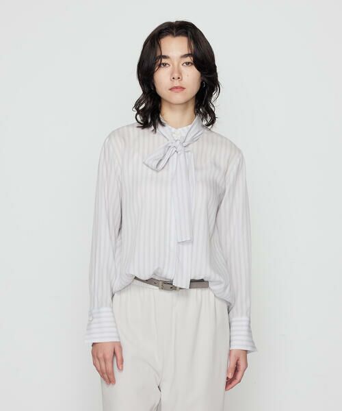 COMME CA COMFORT / コムサ・コンフォート（Lサイズ） シャツ・ブラウス | 〔 TALLサイズ 〕 リヨセルストライプ ボウタイブラウス | 詳細6
