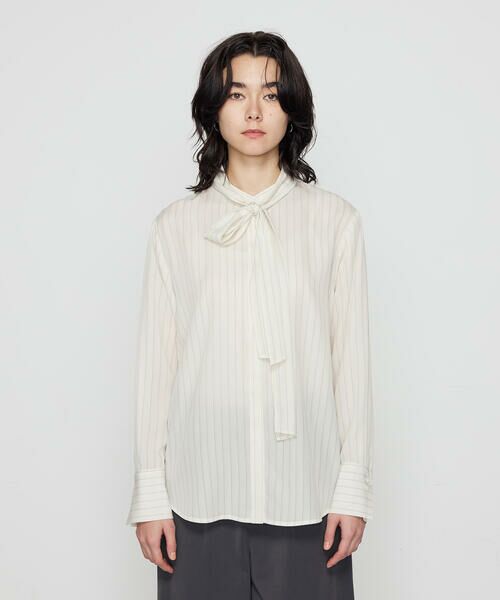 COMME CA COMFORT / コムサ・コンフォート（Lサイズ） シャツ・ブラウス | 〔 TALLサイズ 〕 リヨセルストライプ ボウタイブラウス | 詳細15