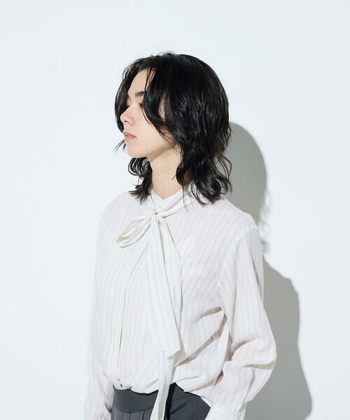 COMME CA COMFORT / コムサ・コンフォート（Lサイズ） シャツ・ブラウス | 〔 TALLサイズ 〕 リヨセルストライプ ボウタイブラウス | 詳細10