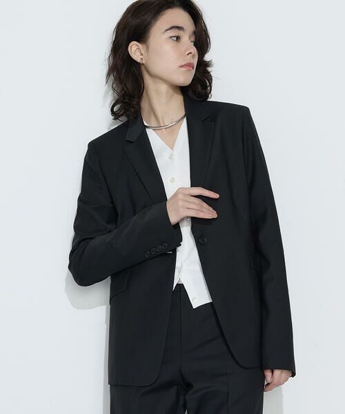 COMME CA COMFORT / コムサ・コンフォート（Lサイズ） テーラードジャケット | 〔 TALLサイズ 〕【セットアップ対応】 ストレッチトロ シングルジャケット（05:クロ）