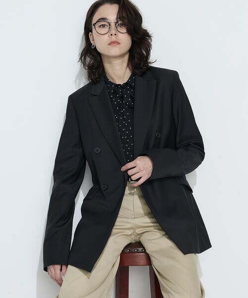 COMME CA COMFORT / コムサ・コンフォート（Lサイズ） テーラードジャケット | 〔 TALLサイズ 〕 【セットアップ対応】ストレッチトロ ダブルジャケット（05:クロ）