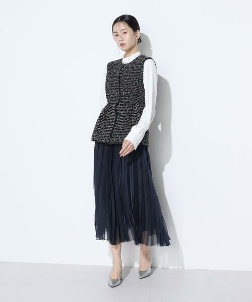 COMME CA COMFORT / コムサ・コンフォート（Lサイズ） ロング・マキシ丈スカート | 〔 TALLサイズ 〕 マットカルゼオーガンジー プリーツスカート | 詳細7