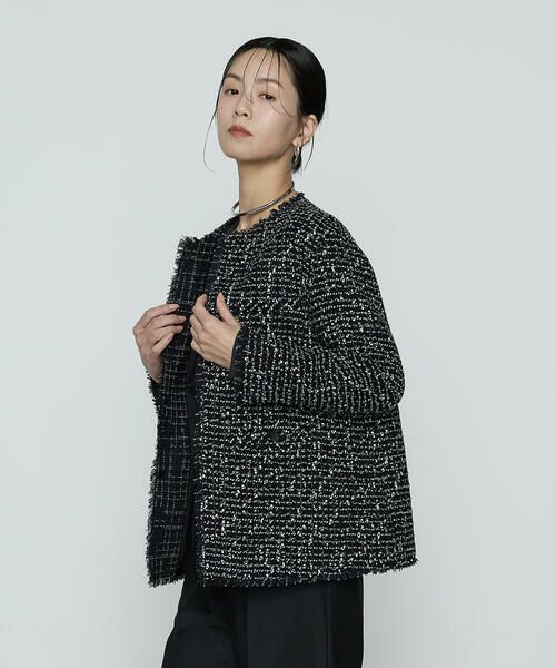 COMME CA COMFORT / コムサ・コンフォート（Lサイズ） ノーカラージャケット | 〔 TALLサイズ 〕 ファンシーツイード ノーカラージャケット | 詳細4