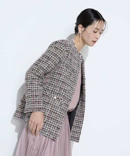COMME CA COMFORT / コムサ・コンフォート（Lサイズ） ノーカラージャケット | 〔 TALLサイズ 〕 ファンシーツイード ノーカラージャケット | 詳細28