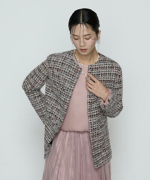 COMME CA COMFORT / コムサ・コンフォート（Lサイズ） ノーカラージャケット | 〔 TALLサイズ 〕 ファンシーツイード ノーカラージャケット | 詳細12