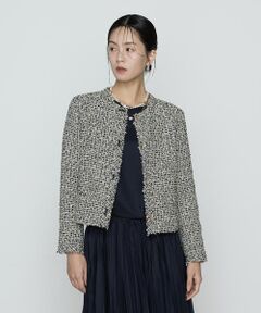 COMME CA COMFORT / コムサ・コンフォート（Lサイズ） ノーカラージャケット | 〔 TALLサイズ 〕 セレモニーツイード ノーカラージャケット