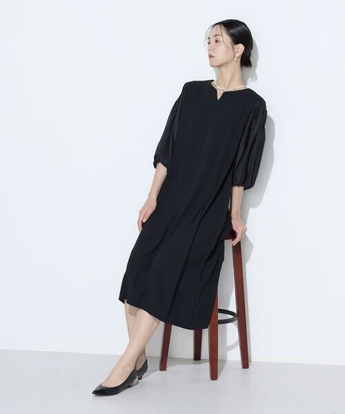 COMME CA COMFORT / コムサ・コンフォート（Lサイズ） ロング・マキシ丈ワンピース | 〔 TALLサイズ 〕 バックサテンストレッチ ドレス | 詳細15