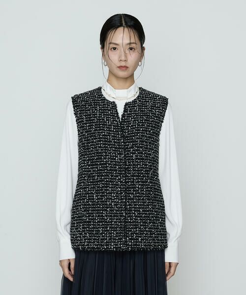 COMME CA COMFORT / コムサ・コンフォート（Lサイズ） ベスト | 〔 TALLサイズ 〕 ファンシーツイード キーネックカラージレ | 詳細4