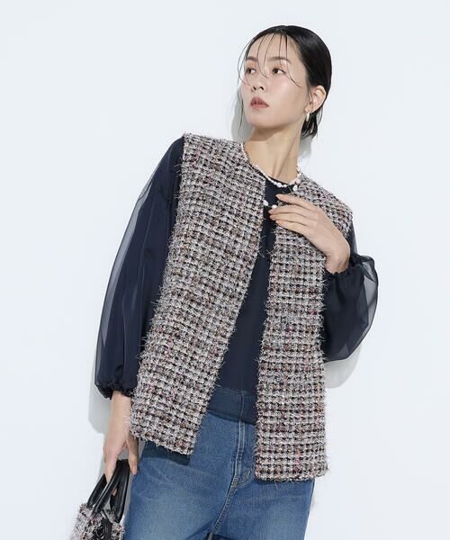 COMME CA COMFORT / コムサ・コンフォート（Lサイズ） ベスト | 〔 TALLサイズ 〕 ファンシーツイード キーネックカラージレ | 詳細21