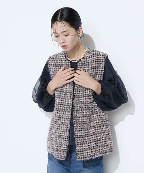 COMME CA COMFORT / コムサ・コンフォート（Lサイズ） ベスト | 〔 TALLサイズ 〕 ファンシーツイード キーネックカラージレ | 詳細24