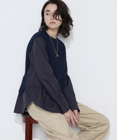 COMME CA COMFORT / コムサ・コンフォート（Lサイズ） シャツ・ブラウス | 〔 TALLサイズ 〕 ニットドッキング プルオーバーシャツ