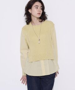 COMME CA COMFORT / コムサ・コンフォート（Lサイズ） シャツ・ブラウス | 〔 TALLサイズ 〕 ニットドッキング プルオーバーシャツ