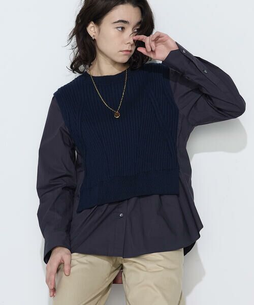 COMME CA COMFORT / コムサ・コンフォート（Lサイズ） シャツ・ブラウス | 〔 TALLサイズ 〕 ニットドッキング プルオーバーシャツ | 詳細5