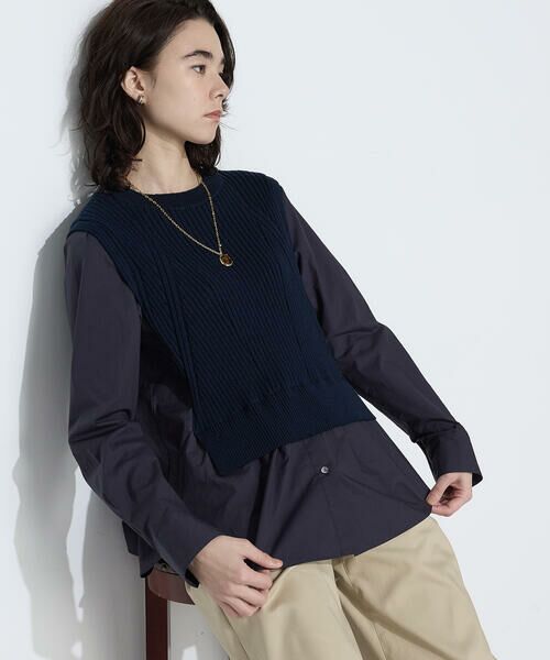 COMME CA COMFORT / コムサ・コンフォート（Lサイズ） シャツ・ブラウス | 〔 TALLサイズ 〕 ニットドッキング プルオーバーシャツ | 詳細7