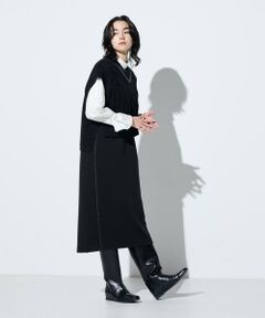 COMME CA COMFORT / コムサ・コンフォート（Lサイズ） ロング・マキシ丈ワンピース | 〔 +サイズ 〕 ケーブルニットベスト付き ワンピース