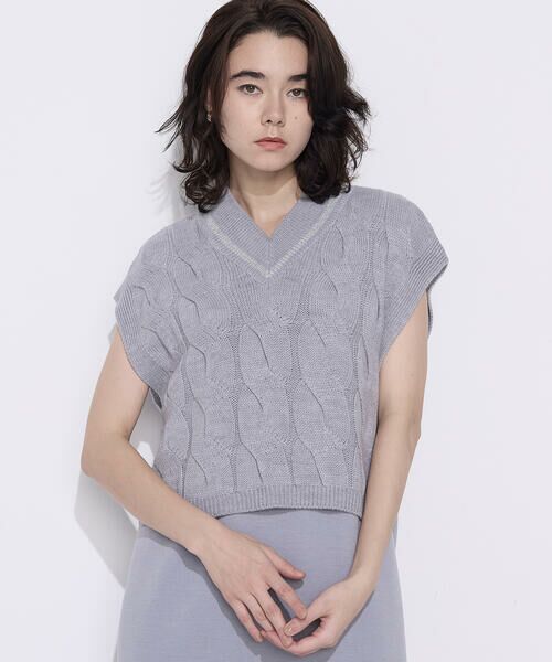 COMME CA COMFORT / コムサ・コンフォート（Lサイズ） ロング・マキシ丈ワンピース | 〔 +サイズ 〕 ケーブルニットベスト付き ワンピース | 詳細8