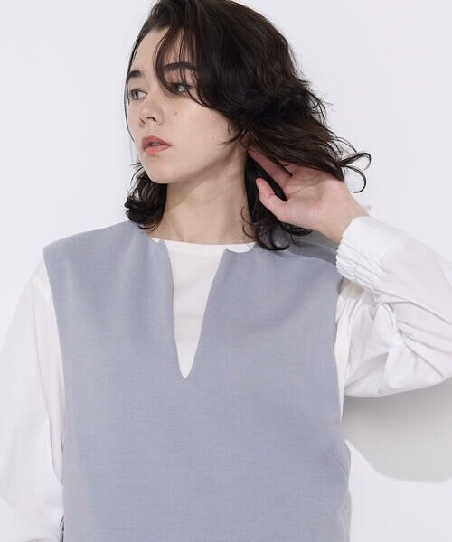 COMME CA COMFORT / コムサ・コンフォート（Lサイズ） ロング・マキシ丈ワンピース | 〔 +サイズ 〕 ケーブルニットベスト付き ワンピース | 詳細9