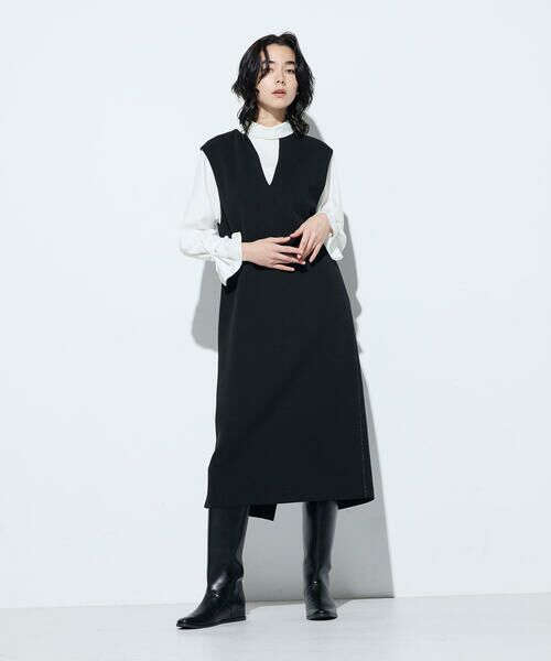 COMME CA COMFORT / コムサ・コンフォート（Lサイズ） ロング・マキシ丈ワンピース | 〔 +サイズ 〕 ケーブルニットベスト付き ワンピース | 詳細2