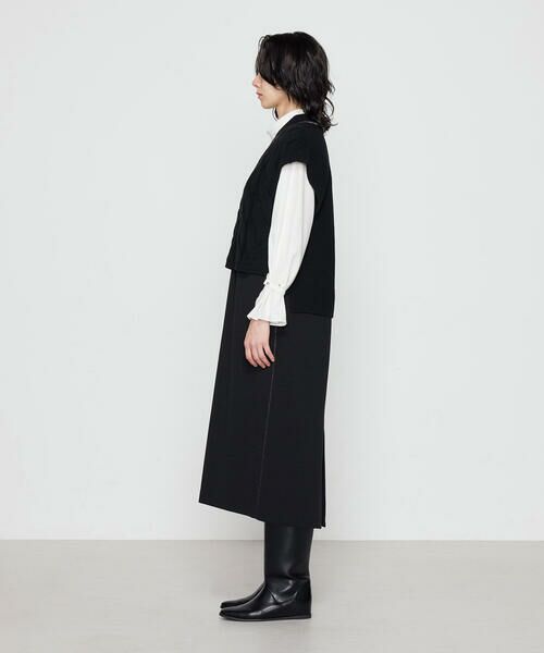 COMME CA COMFORT / コムサ・コンフォート（Lサイズ） ロング・マキシ丈ワンピース | 〔 +サイズ 〕 ケーブルニットベスト付き ワンピース | 詳細8
