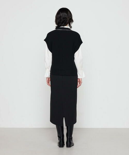 COMME CA COMFORT / コムサ・コンフォート（Lサイズ） ロング・マキシ丈ワンピース | 〔 +サイズ 〕 ケーブルニットベスト付き ワンピース | 詳細9