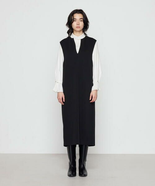 COMME CA COMFORT / コムサ・コンフォート（Lサイズ） ロング・マキシ丈ワンピース | 〔 +サイズ 〕 ケーブルニットベスト付き ワンピース | 詳細10