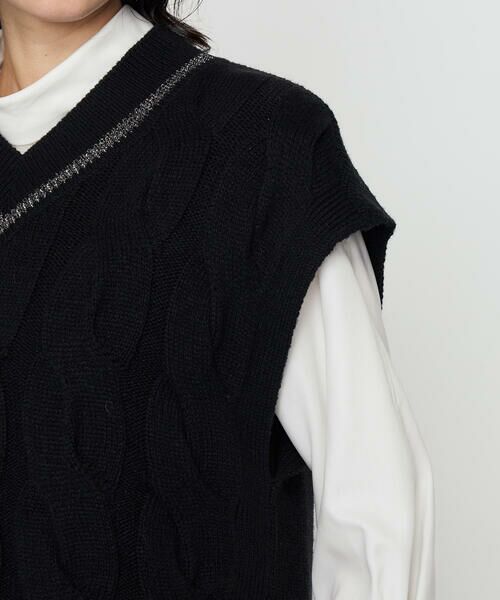 COMME CA COMFORT / コムサ・コンフォート（Lサイズ） ロング・マキシ丈ワンピース | 〔 +サイズ 〕 ケーブルニットベスト付き ワンピース | 詳細14