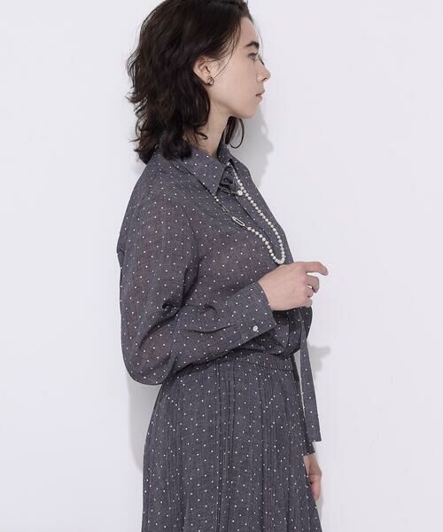 COMME CA COMFORT / コムサ・コンフォート（Lサイズ） シャツ・ブラウス | 〔 TALLサイズ 〕 ドットプリント ボウタイシャツ（04:トップグレー）