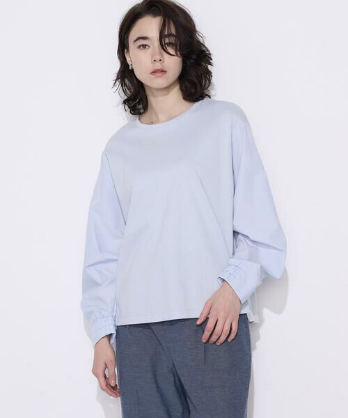 COMME CA COMFORT / コムサ・コンフォート（Lサイズ） カットソー | 〔 TALLサイズ 〕 TCポンチ 異素材プルオーバー（23:サックス）