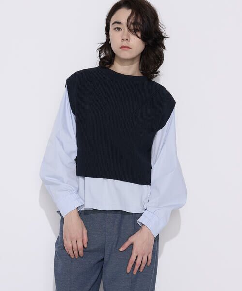 COMME CA COMFORT / コムサ・コンフォート（Lサイズ） ニット・セーター | 〔 TALLサイズ 〕 コットンポリエステルリリヤーン 前後切り替えベスト | 詳細19