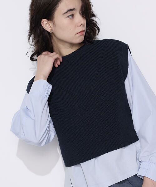 COMME CA COMFORT / コムサ・コンフォート（Lサイズ） ニット・セーター | 〔 TALLサイズ 〕 コットンポリエステルリリヤーン 前後切り替えベスト | 詳細20