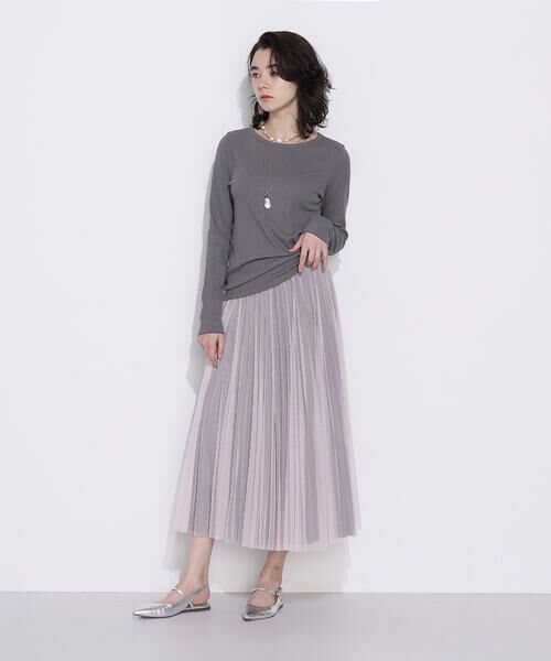 COMME CA COMFORT / コムサ・コンフォート(Lサイズ) ロング・マキシ丈スカート | 〔 TALLサイズ 〕 ソフトチュール×ウーリー分繊トリコット広巾 スカート | 詳細2