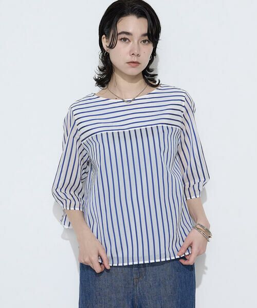 COMME CA COMFORT / コムサ・コンフォート（Lサイズ） シャツ・ブラウス | 〔 TALLサイズ 〕 キュプラリネン コットンシルクストライププルオーバー | 詳細18