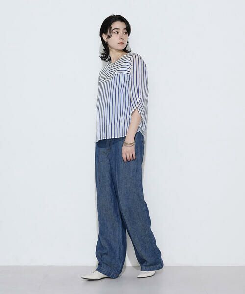 COMME CA COMFORT / コムサ・コンフォート（Lサイズ） シャツ・ブラウス | 〔 TALLサイズ 〕 キュプラリネン コットンシルクストライププルオーバー | 詳細17