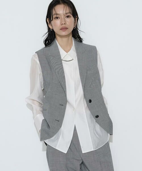 COMME CA COMFORT / コムサ・コンフォート（Lサイズ） ベスト | 〔 TALLサイズ 〕 ストレッチミニ千鳥 ジレ | 詳細4